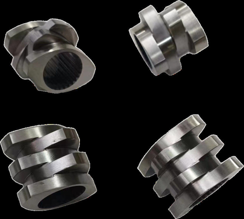 Erime Bölgesi Çift vida ekstrüder parçaları 30° 45° 60° 90° açı vidalar 71mm OD