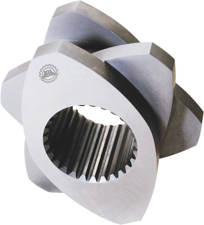 Erime Bölgesi Çift vida ekstrüder parçaları 30° 45° 60° 90° açı vidalar 71mm OD