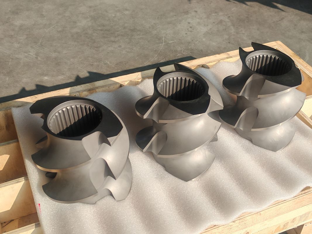 Plastik Ekstrüzyon Hatı vida elemanları 60mm-120 vida uzunluğu 100rpm-1200 çift vida ekstrüder makinesine vida hızı