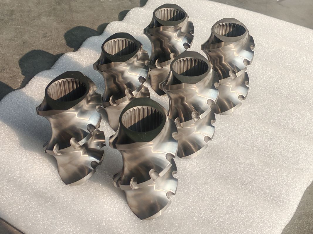 Plastik Ekstrüzyon Hatı vida elemanları 60mm-120 vida uzunluğu 100rpm-1200 çift vida ekstrüder makinesine vida hızı