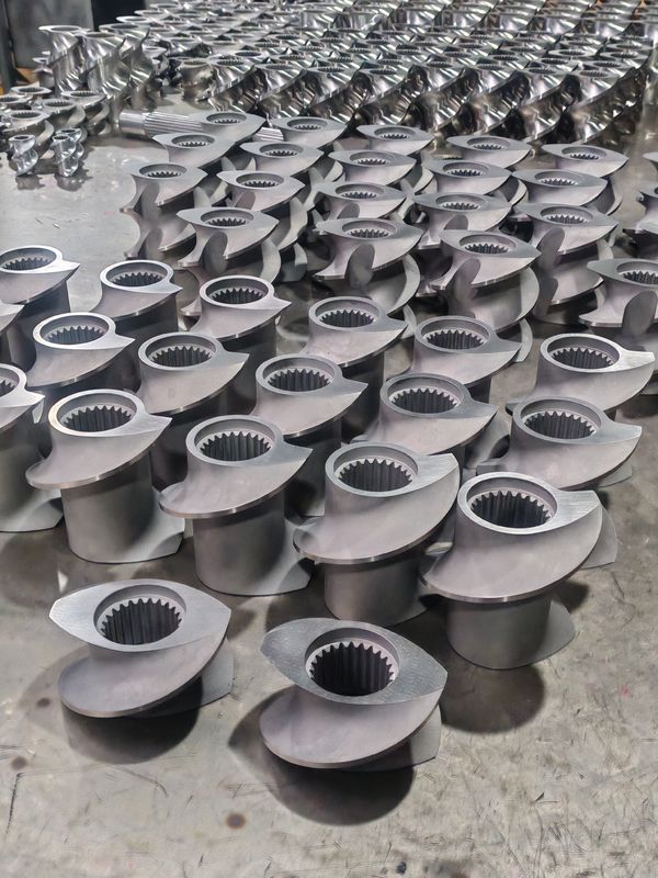 Plastik Ekstrüzyon Hatı vida elemanları 60mm-120 vida uzunluğu 100rpm-1200 çift vida ekstrüder makinesine vida hızı