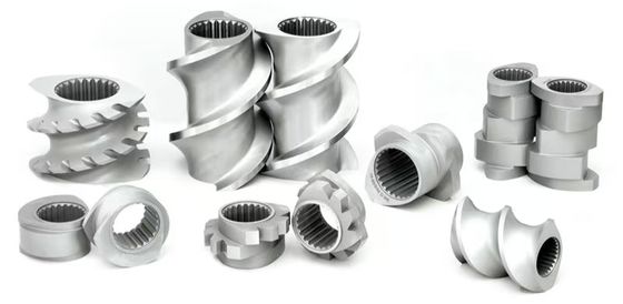 Lityum pil makinesi için kullanılan Eş-döner İkiz Vidalı Ekstrüder Makine Parçaları Mil Vida Segmenti Kovan ve Yan Besleyici